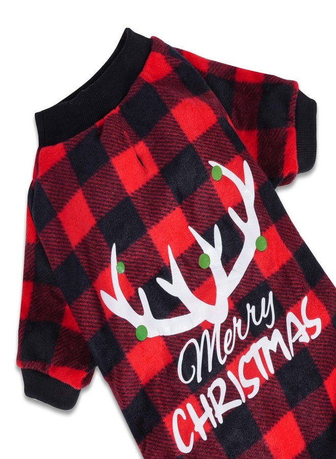 Dxhycc Pet Christmas Pajamas Red Black Plaid Dog Pajamas Pet Dog Fleece Jumpsuit Soft Warm Puppy Christmas Jammies Cat Doggie Sweater, S - Image 4